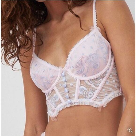 For Love And Lemons Delicate Rose Floral Foil bustier and panty set - Picture 4 of 11